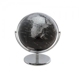 10" 2 Tone Revolving World Globe Table Top Black & Silver Modern Style New  704551414605  271845546570